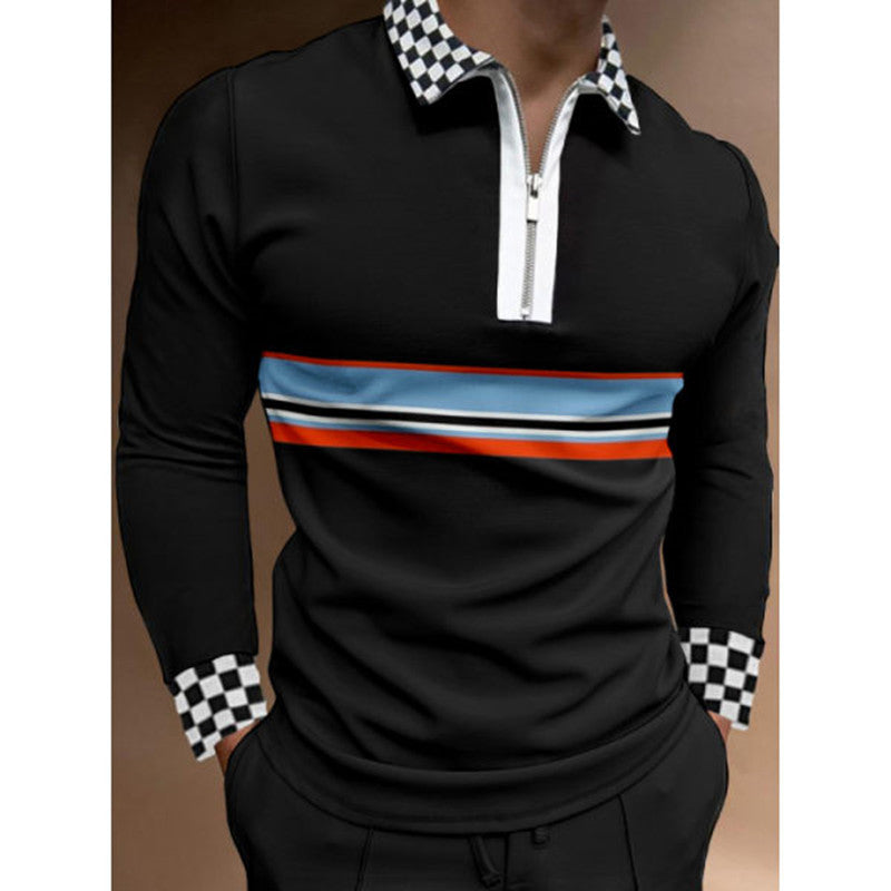 Plaid Polo Stitching T-Shirt