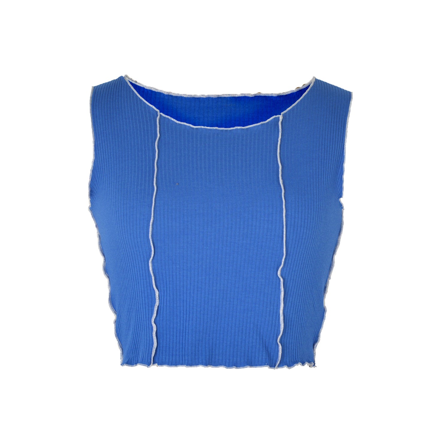 Color Contrast Patchwork Women's Vest Fashion Round Neck