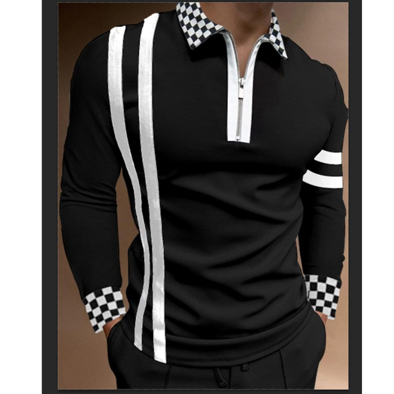 Plaid Polo Stitching T-Shirt