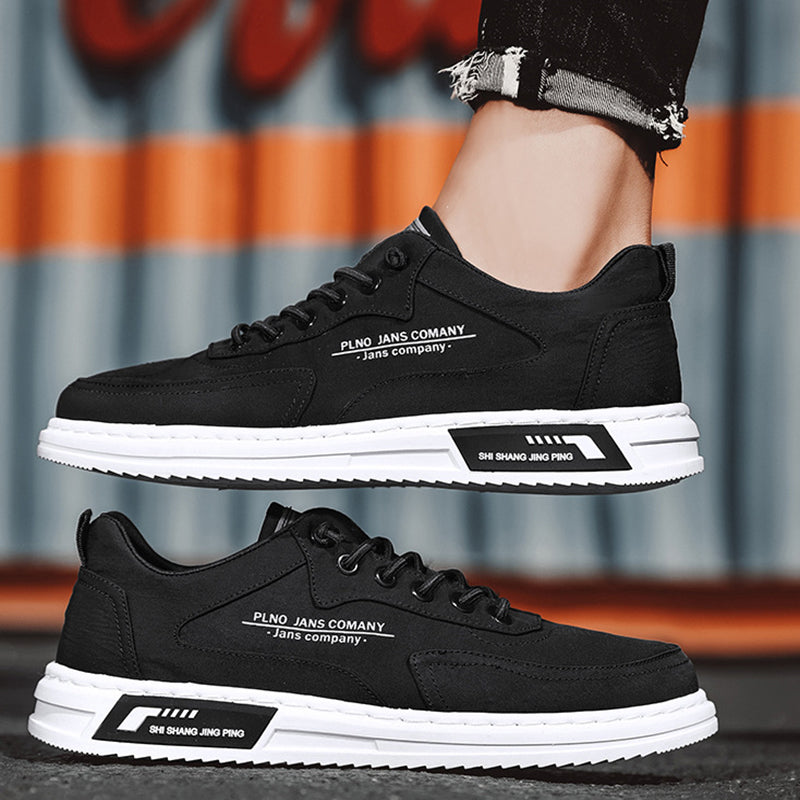 Men Sneakers Lace-up Letter Print Platform Canvas Shoes Sports