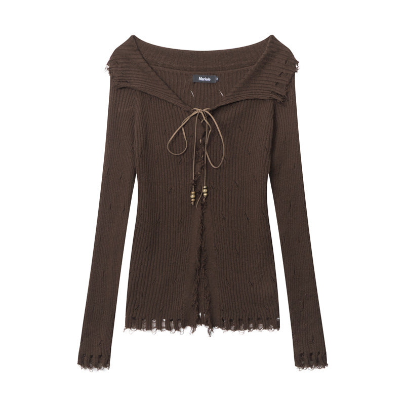 Retro Cardigan Lace Up