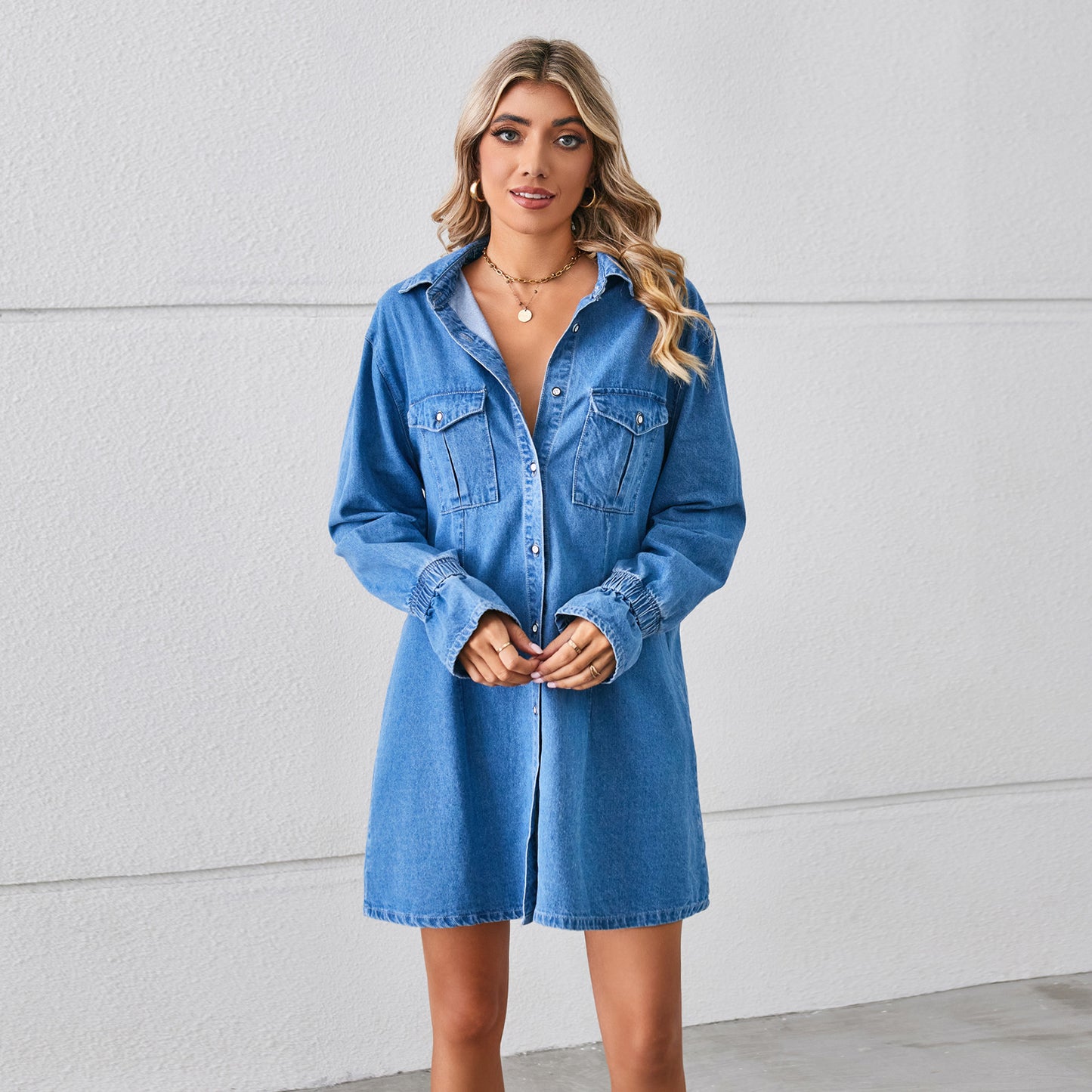 Loose Wash Denim Dress Top